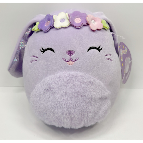 SQUISHMALLOWS Bubbles Bunny Rabbit Spring Lavender Flower Crown 8" Plush NWT - Picture 1 of 6
